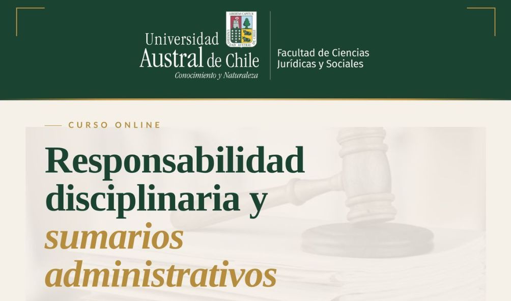 Curso abordará responsabilidad disciplinaria y sumarios administrativos