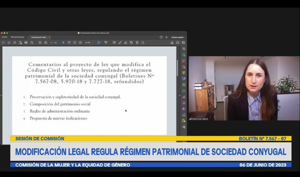 Profesora María Paz Gatica expuso en Senado sobre proyecto de ley que modifica el régimen de sociedad conyugal